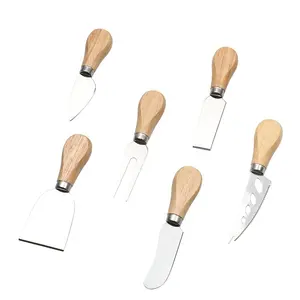 Meilleure vente couteau à fromage en acier inoxydable manche en bois ensemble de couteaux à fromage