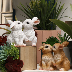 Joli lapin animaux Statue ornement résine lapin lapin Figurines décor pour la maison jardin fête de pâques décor - Product Image 5