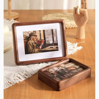 Cadre photo rectangulaire en bois massif de noyer, fabrication directe usine, cadre épais pour affichage de photos sur bureau ou étagère, personnalisation OEM, vente en gros