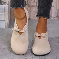 Support OEM ODM, Vente en gros, Tendance, Mocassins plats souples décontractés pour femmes, à bout rond, avec design à nœud en corde et fermeture à boucle, Chaussures de marche quotidiennes décontractées
