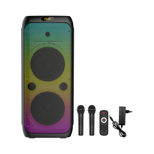 OEM Party Wireless for Bluetooth Speaker ZQS10208 50W Power with RGB LED Lighting 2*10 Inches Bass Sound for Outdoor Use Hot Sel