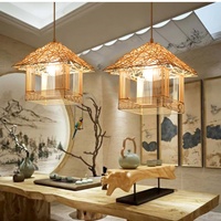 Luminaire suspendu en rotin fait main avec abat-jour en bambou, éclairage en rotin pour la maison, lustres en osier, luminaire en rotin