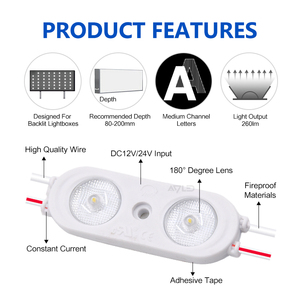 โมดูลไฟ LED สำหรับป้ายโฆษณา 2W 12V 24V แบบฉีดขึ้นรูป 2LEDs IP67 สำหรับตัวอักษรป้าย - Product Image 4