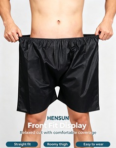 Sous-vêtements jetables pour hommes hensun, boxers en polyester noirs, rangement facile pour hôtel, spa, salon - Product Image 4