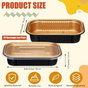 Black Gold <b>Takeaway</b> Tray 1000ml Disposable Oven-Safe Microwavable Food Grade Aluminum Baking Food Packaging <b>Containers</b> Foil - Product Image 2