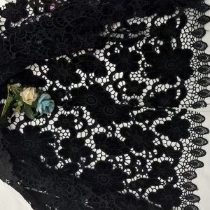 2025 African Black Velvet Lace Fabric <strong>Cord</strong> Velvet Guipure Floral Cutwork Embroidery Fabric for Women Dress - Product Image 4