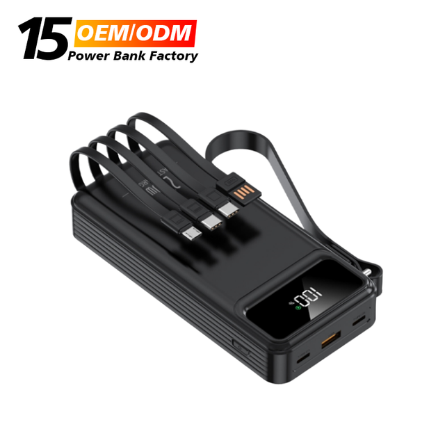 OEM/ODM Factory Wholesale New Model PD20W 22.5W Super Fast Charging 3-in-1 Built-in Cables 20000mAh USB 2-in-1 Quick Charger
