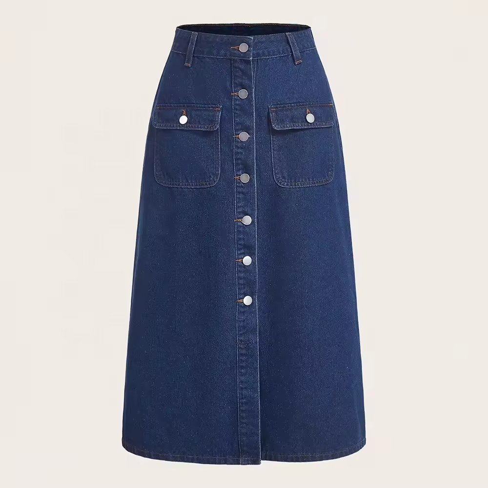 Wholesale Custom Denim Maxi Skirt For Women Straight Skirt Long Jean Skirt