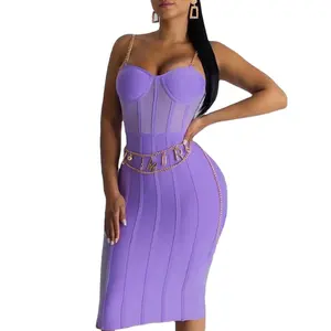 Women's clothing mt chain shoulder belt sexy sleeveless white gauze splicing bandage dress