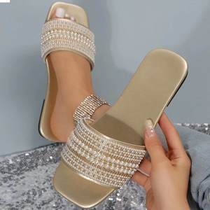 Women's Flat slippers Shiny Pearl Luxury Sandal Shoes high Quality Lady Flat Slipper Outdoor Designer Fashion Ladies slippers - Product Image 1