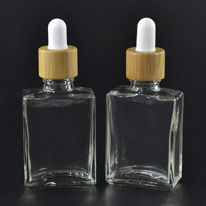 Frasco cuentagotas de botellas de vidrio transparente de aceite esencial de 30ml con tapa de Bambú - Product Image 3