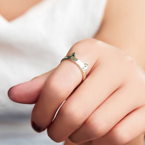 Anillo de Orejas de Gato de Moda, Anillos de Gato Plateados, Anillo de Gata Blanca - Product Image 2