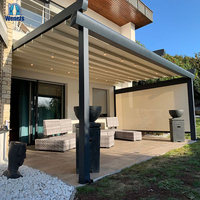 Auvent de toit rétractable personnalisé, auvent de Patio extérieur avec lumière Led
