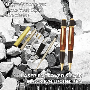 Bolígrafo de Metal de Lujo con Grabado Láser, Color Negro Plateado, para Uso en Oficina, Tinta Negra/Azul, Regalo - Product Image 2