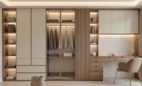 Armoire sur mesure intégrée avec coiffeuse intégrée et grand espace de suspension pour l'organisation des vêtements domestiques