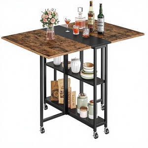 <span class=keywords><strong>Mesa</strong></span> de Comedor <span class=keywords><strong>Plegable</strong></span> de Metal, Extensible y Móvil, con 6 Ruedas y Estante de 2 Niveles, para Logotipo Personalizado, <span class=keywords><strong>Mesa</strong></span> de Comedor OEM - Product Image 2