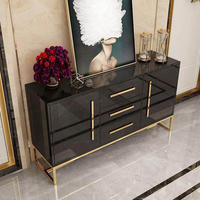 Meuble buffet moderne, base en acier inoxydable, table console de luxe en bois antique avec tiroir pour le couloir