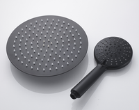 Robinet de salle de bain noir mat douche 3 voies ensemble thermostatique double tête 8 pouces Style rond pluie Kit de douche à main