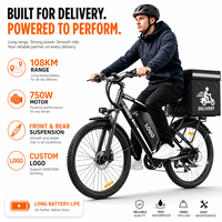 Bicicleta Eléctrica de Alta Velocidad con Motor, 27.5 Pulgadas, 108 km de Autonomía, Bicicleta Eléctrica de Carga para Aplicaciones de Mensajería, Precio al por Mayor