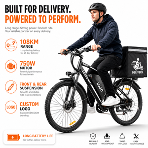 Bicicleta Eléctrica de Alta Velocidad con Motor, 27.5 Pulgadas, 108 km de Autonomía, Bicicleta Eléctrica de Carga para Aplicaciones de Mensajería, Precio al por Mayor - Product Image 1