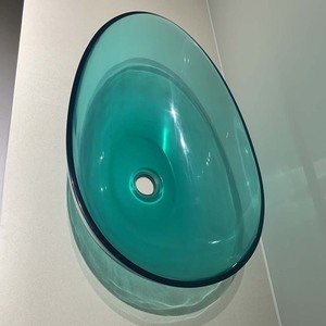 Design moderno traslucido trasparente lavabo in resina trasparente per il bagno dell'hotel - Product Image 3