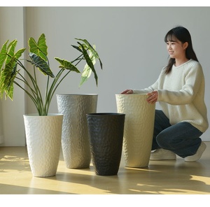 P511 Jardinière cylindrique à parois épaisses, solide et durable, grande taille, <span class=keywords><strong>pour</strong></span> plantes vertes, <span class=keywords><strong>pot</strong></span> <span class=keywords><strong>de</strong></span> fleurs en plastique haut - Product Image 6