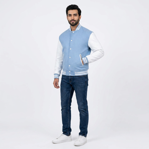 FINER THREADS Custom <b>Men's</b> Winter Genuine Leather <b>Baseball</b> Varsity <b>Jacket</b> Plus Size Lightweight Breathable Embroidered Loose Fit - Product Image 1