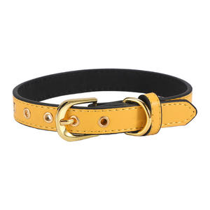 <span class=keywords><strong>Collar</strong></span> de perro de PU de color sólido con hebilla de oro de imitación, <span class=keywords><strong>collar</strong></span> de cuero para mascotas de gama alta para perros, suministros para mascotas con logotipo personalizado - Product Image 5