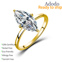 Fabricants de bijoux personnalisés Adodo, bague solitaire en moissanite de 3 carats, coupe marquise, certificat VVS GRA, bijoux pour femme, bijoux PVD