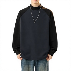 Sweat-shirt à col roulé surdimensionné pour homme, couleur unie, manches raglan, tricot en coton, vêtement décontracté pour l'automne - Product Image 1
