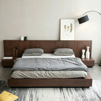 Lit bas tatami moderne en bois massif avec rangement, lit simple en chêne blanc, sur mesure en bois de noyer noir d'Amérique du Nord