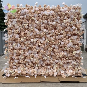 Tấm nền hoa giả 3D cuộn tròn F239, hoa hồng lụa nhân tạo, màu hồng, dùng làm phông nền đám cưới, trang trí nhà cửa, salon - Product Image 6