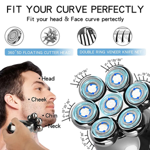 Kit <span class=keywords><strong>de</strong></span> toilettage multifonctionnel étanche IPX5 pour hommes Rechargeable 5-en-1 crâne Machine à raser feuille tête chauve ménage RV USB - Product Image 4