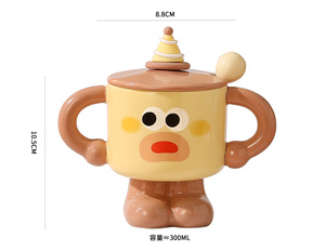 रचनात्मक क्लोन इमोजी कप ढक्कन और चम्मच उच्च मग लड़कियों के डॉर्म होम वाटर कप - Product Image 1