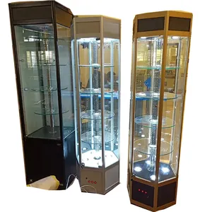 Hexagonal Rotating Glass Display Cabinet/Rotating watch boxes display showcase/Jewelry Shops Interior Showcase Counter Design