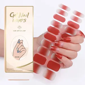 Zhengxiang Nail Supplier Korean Style Gel Nail Strips New Designs Long lasting Semi Cured Gel Nail Sticker Wraps