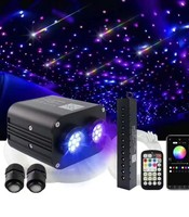 Kit d'éclairage de toit universel pour voiture 20W RGBW à double port DC12V, effet ciel étoilé, contrôle musical, application intelligente, fibre optique scintillante