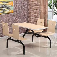 Tables et chaises de cafétéria modernes et minimalistes, ensembles intégrés en acier inoxydable 4/6 places pour employés, écoles, usines