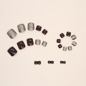 <span class=keywords><strong>Vernis</strong></span> à ongles pour pieds de mariée style français, rouge vin, Nouvel An, champagne, application solide, plastique pour pieds, complet - Product Image 3