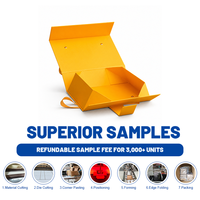 Boîte cadeau pliable avec poignée en ruban en carton rigide, fermeture magnétique et logo personnalisé, emballage plat pour cadeaux de détail