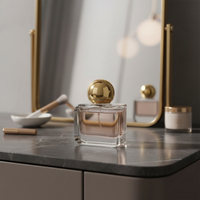Flacon de parfum en verre en forme de lotus avec bouchon en liège, logo ange, contenant de parfum décoratif pour la maison et les cadeaux