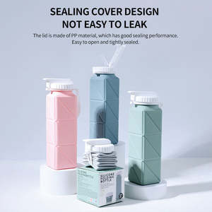 Botella de agua plegable de silicona bonita viaje deporte gimnasio personalizada botella de agua plegable - Product Image 6