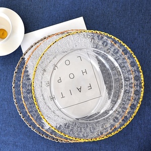 Assiettes de présentation en verre à bord doré avec motif étoile en relief, 13 pouces, transparentes, pour la mise en table de fêtes et banquets - Product Image 2