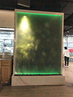 Fontaine cascade au sol d'intérieur personnalisée avec plantes artificielles mur d'eau en verre pour restaurant ornements de jardin