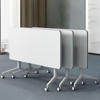 Bureau d'école mobile avec roulettes et roulettes verrouillables, table de formation moderne, poste de travail pliable pour salle de classe et salle de conférence