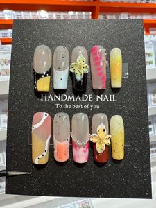 Recién llegado, Serie de Navidad, <span class=keywords><strong>Uñas</strong></span> postizas hechas a mano, diseño de patrón de flores de nieve, aguja larga, Prensa Francesa <span class=keywords><strong>en</strong></span> <span class=keywords><strong>uñas</strong></span> acrílicas - Product Image 2