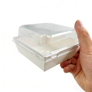 Disposable Food-Grade Customizable Clear Flip Top <strong>Cake</strong> <strong>Box</strong> with <strong>White</strong> Base - Product Image 4