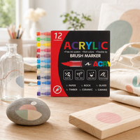Guangna Studio – Lot de 120 marqueurs acryliques, ensemble Mega, pointe pinceau souple, encre liquide directe, stylos de peinture non toxiques pour toile, verre, roche, céramique