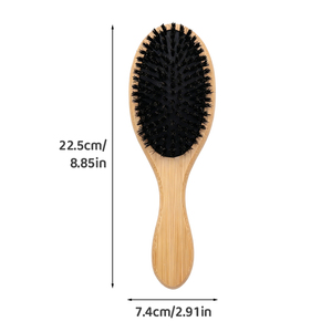 Brosse et peigne pour animaux de compagnie 100% poils de sanglier noir pour le toilettage des chiens et des chats - Massage, nettoyage, élimination des poils morts - Product Image 2