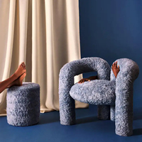 Nouvelle arrivée en forme de coton personnalisé velours loisirs chaise tabouret pouf ensemble Villa maison salon Teddy polaire salon fauteuil